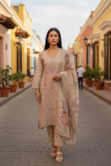 Premium Georgette Embroidered Unstitched Suit With Digital Print Dupatta