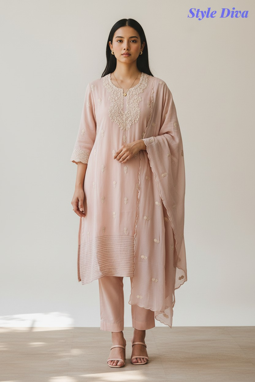 Premium Georgette Lucknowi Embroidery Unstitched Suit