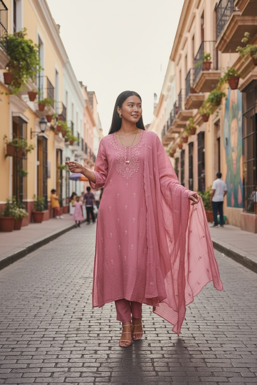 Premium Georgette Lucknowi Embroidery Unstitched Suit