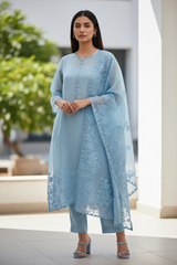 Soft Organza Embroidered Un-Stitched Party Wear Suit with Organza Dupatta