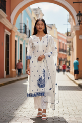 Pure Cotton Thread Embroidery Unstitched Suit with Mul Cotton Dupatta
