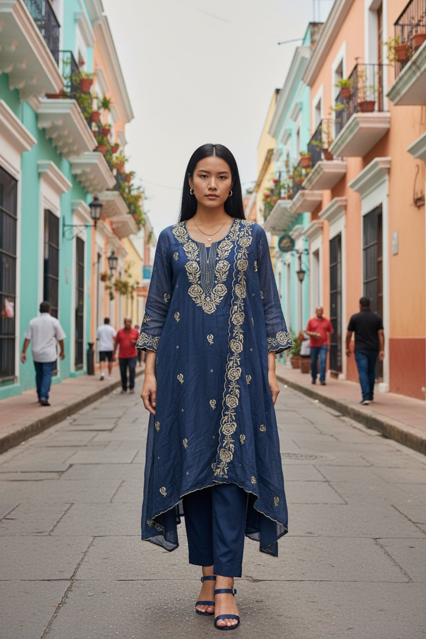 Pure Mul Chanderi Pita Work Embroidered Unstitched Suit with Dupatta