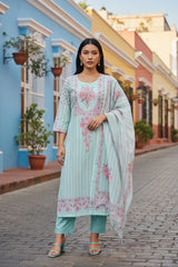 Linen Digital Print Unstitched Suit Set  with Pearl Highlighting