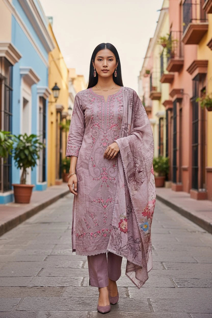 Premium Collection – Pakistani Style Mul Cotton Suit Set with Cut Work Embroidery