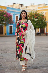 Cotton Faux Mirror Work Unstitched Suit with Gotta Work Dupatta