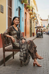 Muslin Digital Print Cut Dana & Sequin Work Un-Stitched Suit with Muslin Dupatta