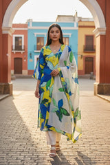 Cotton Faux Mirror Work Unstitched Suit with Gotta Work Dupatta