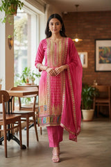 Crepe Digital Print Gotta Work Unstitched Suit with Chiffon Dupatta