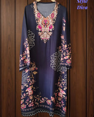 Muslin Digital Print Pearl High-Lighting Semi-Stitched Suit with Tassel Dupatta