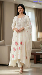 Mul Cotton Cross-Stitch Embroidered Unstitched Suit with Embroidered Dupatta