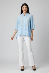 Pure Cotton Embroidered Regular Fit Casual Korean Shirt for Women