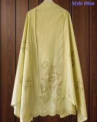 Crush Mul Cotton Overall Laser Cut Embroidery Unstitched Suit with Scalloped Embroidered Dupatta
