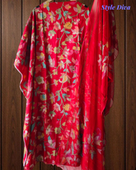 Pure Cotton Embroidered Digital Print Unstitched Suit Set