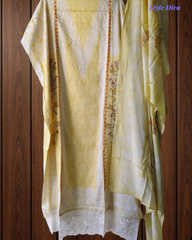 Soft Cotton Digital Print Suit with Daman Lacing & Pearl Highlights