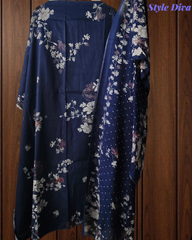 Soft Cotton Digital Print Suit Set with Sequins & Knot Highlights