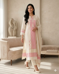 Summer Special- Pure Cotton Crochet Lacing & Embroidered Pakistani Style Unstitched Suit