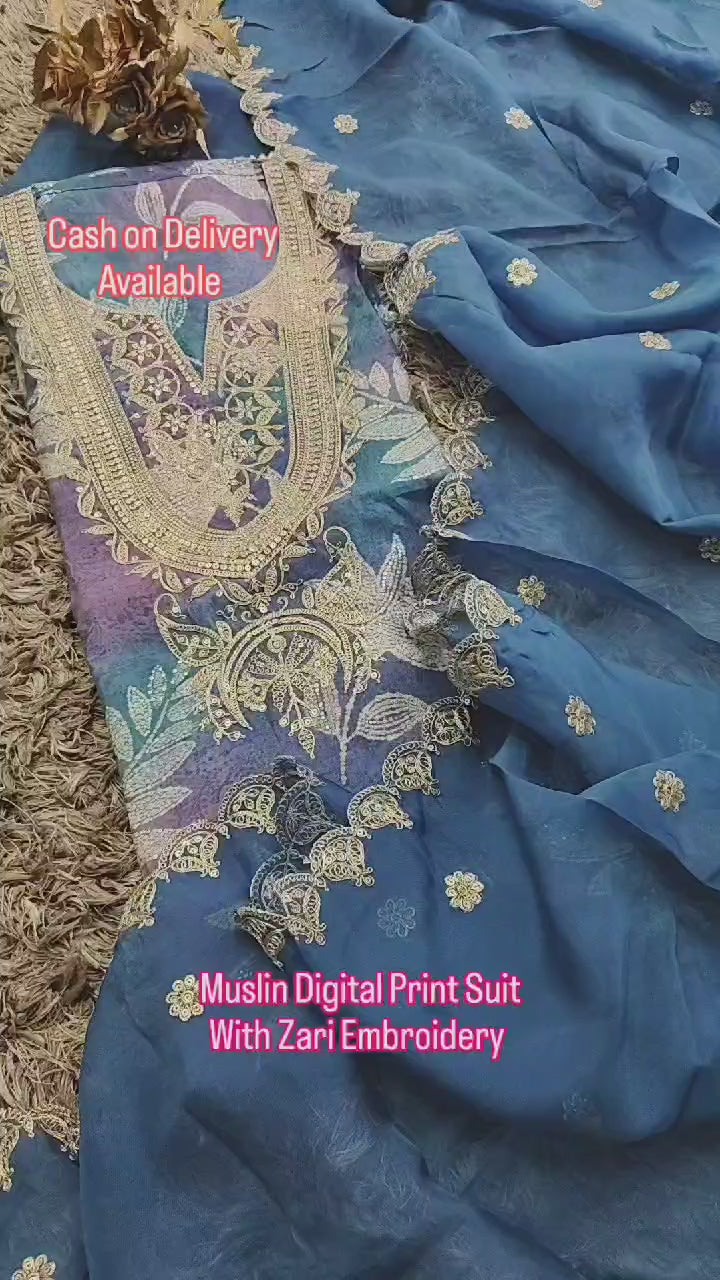 Muslin Zari work Suit