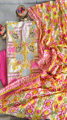 Cotton Digital Print Suit with beautiful  hand work on neck