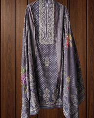Elegant Glazed Cotton Un-Stitched Suit with Digital Print & Organza Embroidery Patch Work