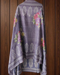 Elegant Glazed Cotton Un-Stitched Suit with Digital Print & Organza Embroidery Patch Work