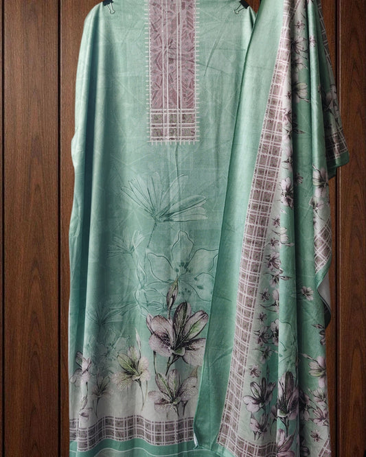 Winter Wear - Velvet Digital Printed Unstitched Suit