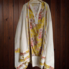 Pakistani PURE Cotton crochia lacing   UNSTITCHED SUIT