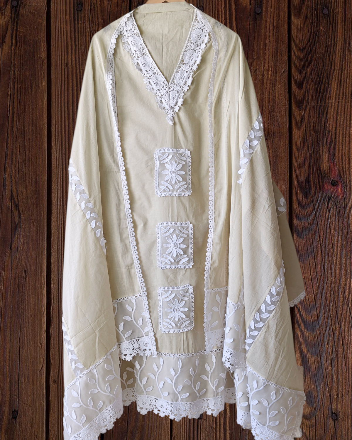 Pure Cotton Pakistani Style Unstitched Suit with Crochet Lacing Dupatta