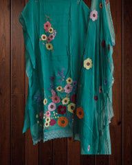 Elegant Soft Organza Unstitched Suit with Embroidery