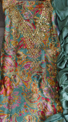 Soft Organza Suit Set with Mirror Sequin Hand Work – Unstitched Grace