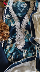 Pakistani pure rayon  crochia lacing suit