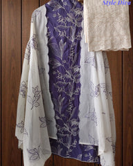 Pure Cotton Thread Embroidered Unstitched Suit with Embroidered Mul Cotton Dupatta and Chikankari Bottom