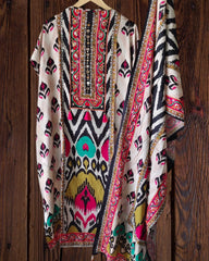 Muslin Digital Print Unstitched Suit with  High-Lighting pearl work n original mirror work