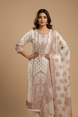 Pure Cotton Weaving Embroidery Unstitched Suit with Coordinated Dupatta