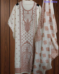 Pure Cotton Weaving Embroidery Unstitched Suit with Coordinated Dupatta