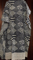 Pure Cotton Unstitched Suit Set with embroidary all ove n  brush paint   cotton  Dupatta with applique work