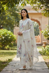 Graceful Kota Digital Print Suit with Highlighting Knot Work
