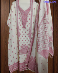 Pure Cotton Weaving Embroidery Unstitched Suit with Coordinated Dupatta