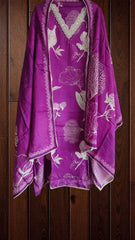 Muslin Digital print pearl work Semi Stitched Suit