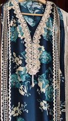 Pakistani pure rayon  crochia lacing suit