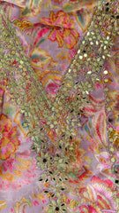 Soft Organza Suit Set with Mirror Sequin Hand Work – Unstitched Grace