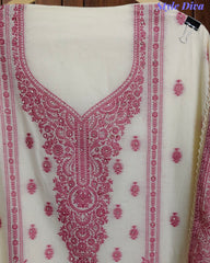 Pure Cotton Weaving Embroidery Unstitched Suit with Coordinated Dupatta