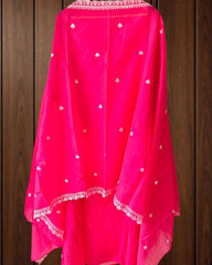 Mul Chanderi Thread Embroidered Unstitched Suit Set