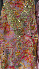 Soft Organza Suit Set with Mirror Sequin Hand Work – Unstitched Grace