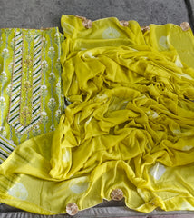 Pure Cotton Unstitched Suit Set  cotton bottom  and chiffon dupatta
