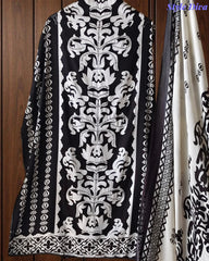 Cotton Digital Print Unstitched Suit with Bead Work and Mul Dupatta
