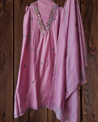 Modal unstiched kurta with hand embroidary on all over kurta rayon bottom n modal dupatta with hand work embroidery