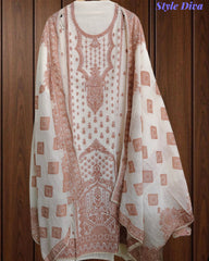 Pure Cotton Weaving Embroidery Unstitched Suit with Coordinated Dupatta