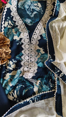 Pakistani pure rayon  crochia lacing suit