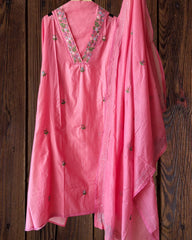 Modal unstiched kurta with hand embroidary on all over kurta rayon bottom n modal dupatta with hand work embroidery