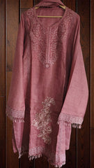 Cotton Linen Pakistani Embroidered Patch Work Kurta with Linen Dupatta – Unstitched Suit